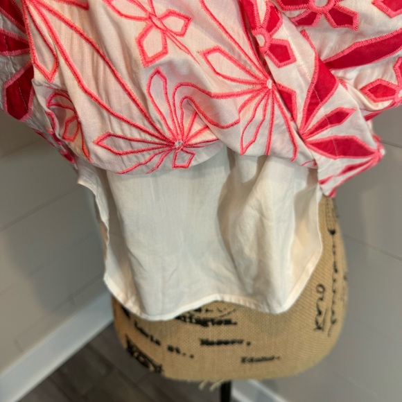 Embroidered Off the Shoulder Cotton Blend Top - Picture 8 of 12